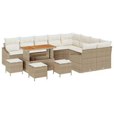 vidaXL Gartensofa-set mit Kissen 13 pcs Beige Poly-Rattan