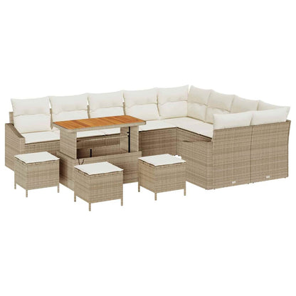 vidaXL Gartensofa-set mit Kissen 13 pcs Beige Poly-Rattan