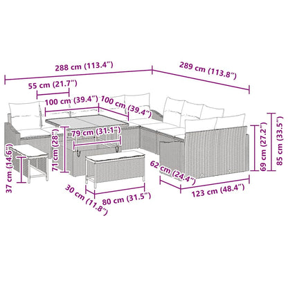 vidaXL Ensemble de canapés de jardin avec coussins 13 pcs Beige résine tressée