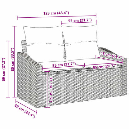 Gartensofa-set mit Kissen 14 pcs Beige Poly-Rattan