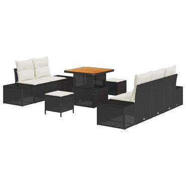 vidaXL Gartensofa-set mit Kissen 8 pcs Schwarz Poly-Rattan