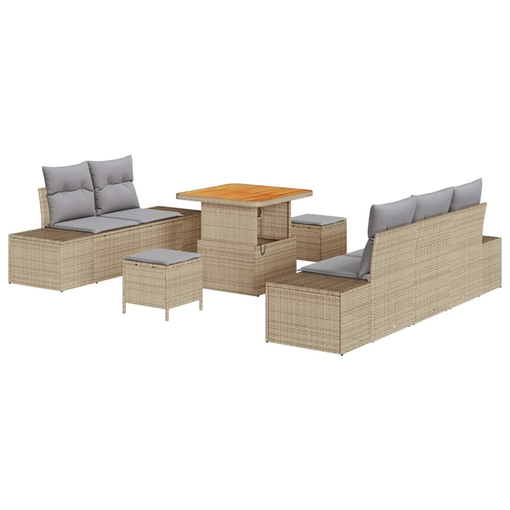 vidaXL Gartensofa-set mit Kissen 8 pcs Beige Poly-Rattan