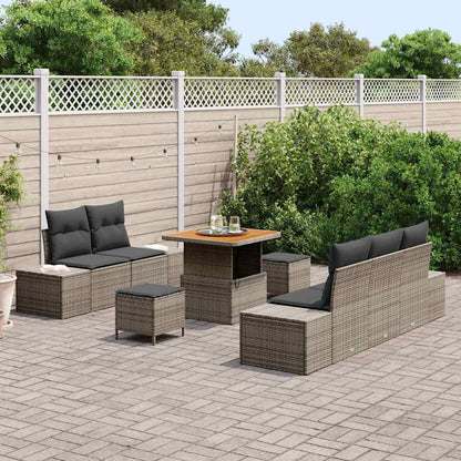 vidaXL Gartensofa-set mit Kissen 8 pcs Grau Poly-Rattan