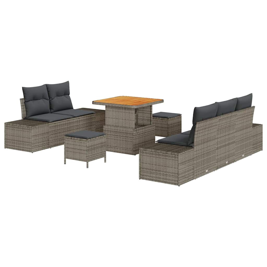 vidaXL Gartensofa-set mit Kissen 8 pcs Grau Poly-Rattan