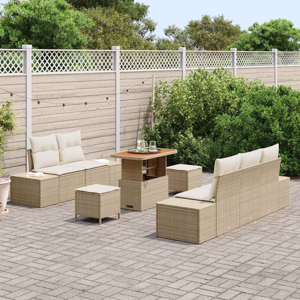 vidaXL Gartensofa-set mit Kissen 8 pcs Beige Poly-Rattan