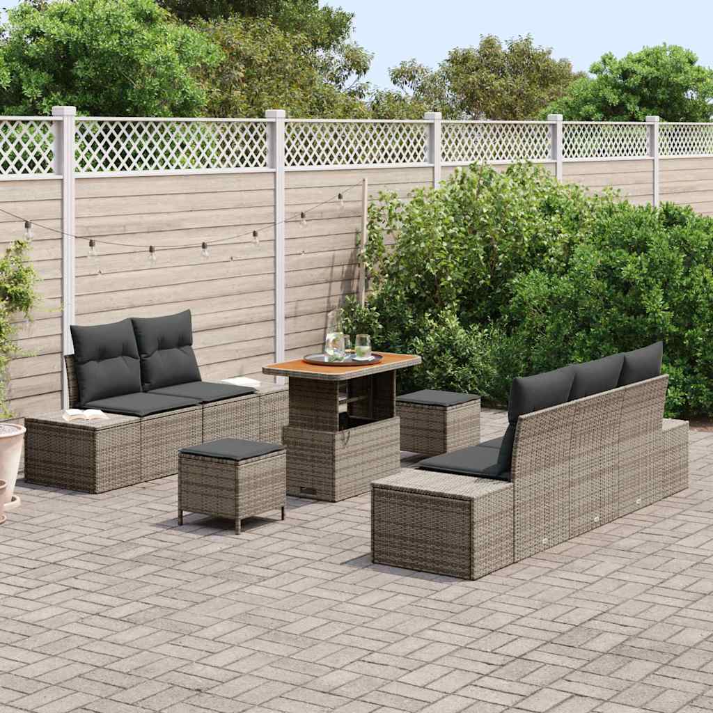 vidaXL Gartensofa-set mit Kissen 8 pcs Grau Poly-Rattan