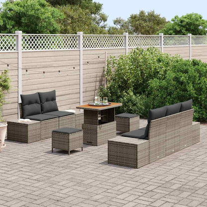 vidaXL Gartensofa-set mit Kissen 8 pcs Grau Poly-Rattan