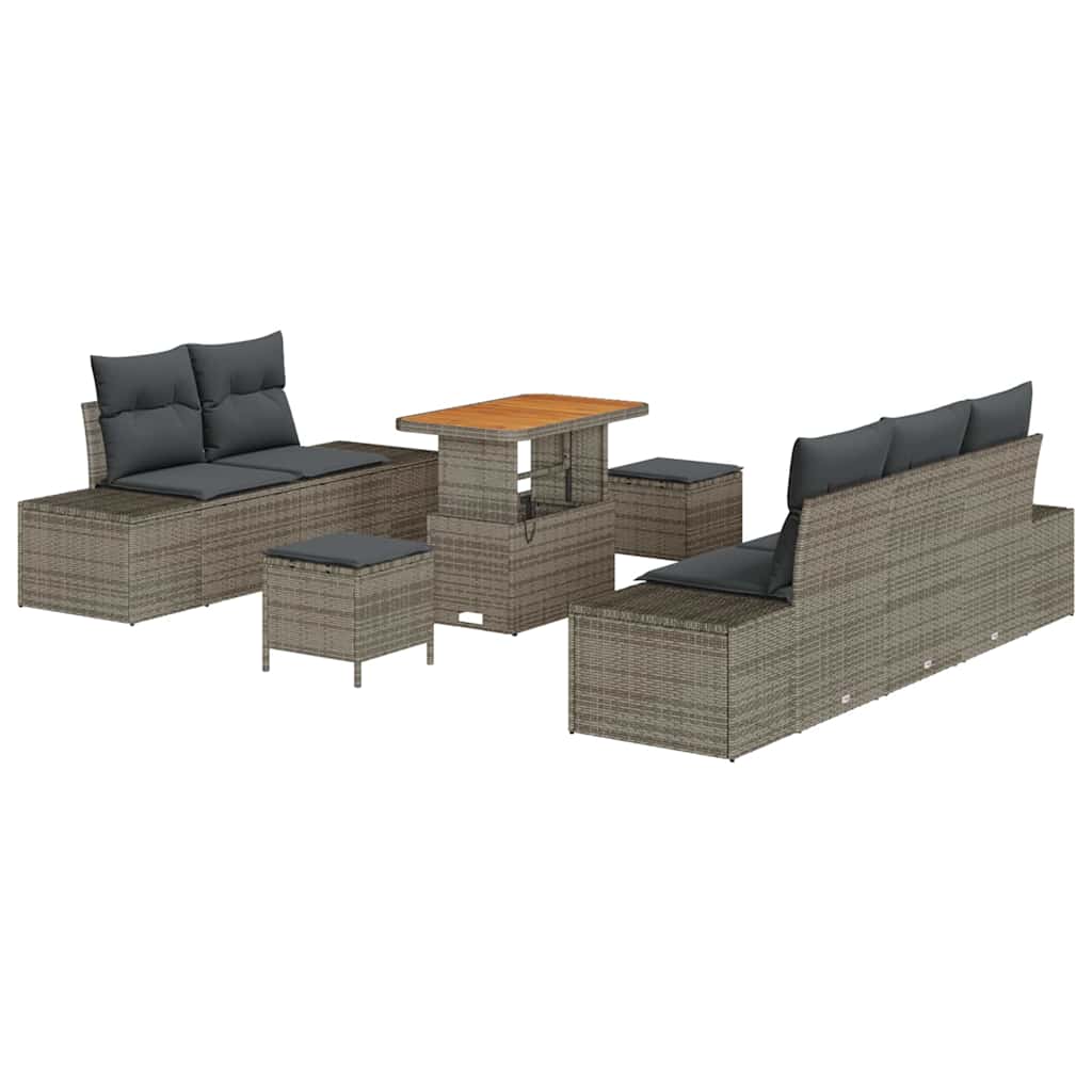 vidaXL Gartensofa-set mit Kissen 8 pcs Grau Poly-Rattan