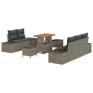 vidaXL Gartensofa-set mit Kissen 8 pcs Grau Poly-Rattan