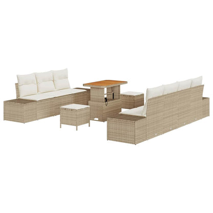 vidaXL Gartensofa-set mit Kissen 10 pcs Beige Poly-Rattan