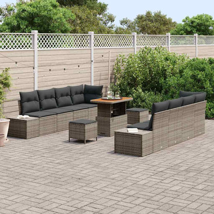 Gartensofa-set mit Kissen 11 pcs Grau Poly-Rattan