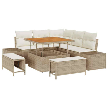 vidaXL Salon de jardin avec coussins 8 pcs Beige Résine tressée