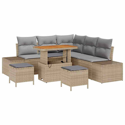 Gartensofa-set mit Kissen 8 pcs Beige Poly-Rattan