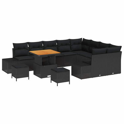 Gartensofa-set mit Kissen 12 pcs Schwarz Poly-Rattan