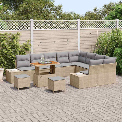 Gartensofa-set mit Kissen 12 pcs Beige Poly-Rattan