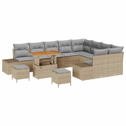 Gartensofa-set mit Kissen 12 pcs Beige Poly-Rattan