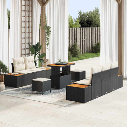 Gartensofa-set 8 pcs Schwarz Poly-Rattan