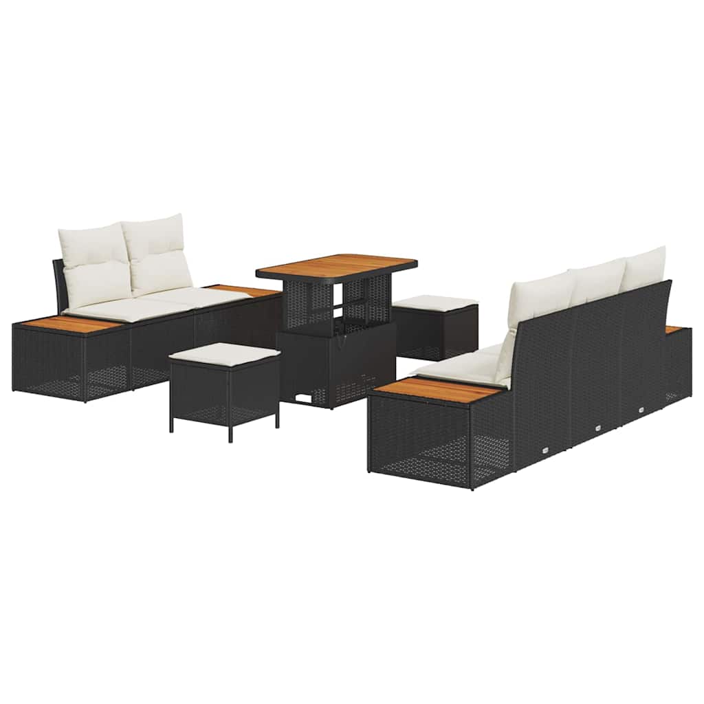Gartensofa-set 8 pcs Schwarz Poly-Rattan