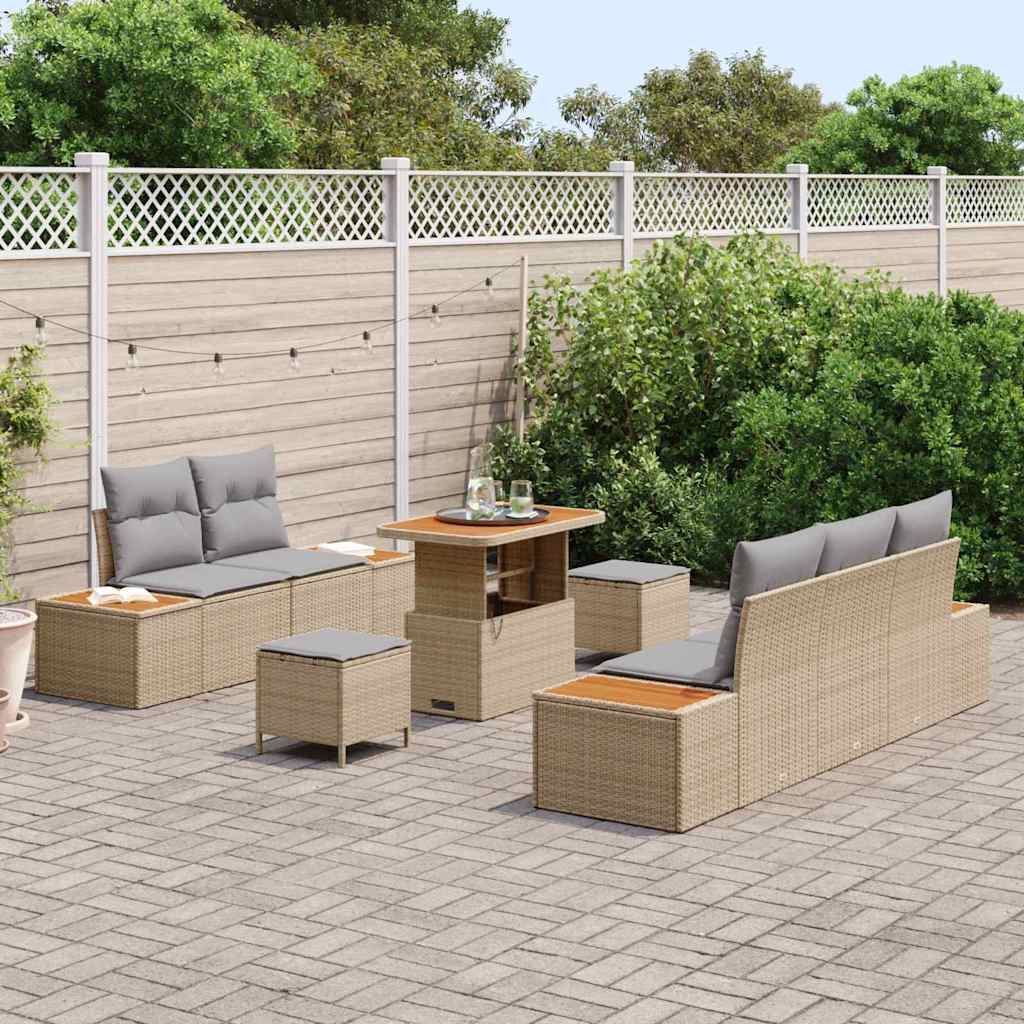 Gartensofa-set 8 pcs Beige Poly-Rattan