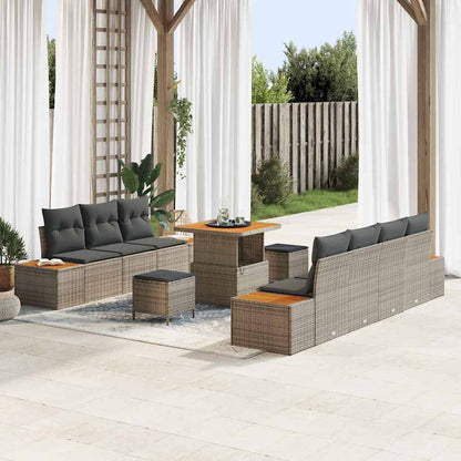 Gartensofa-set 10 pcs Grau Poly-Rattan
