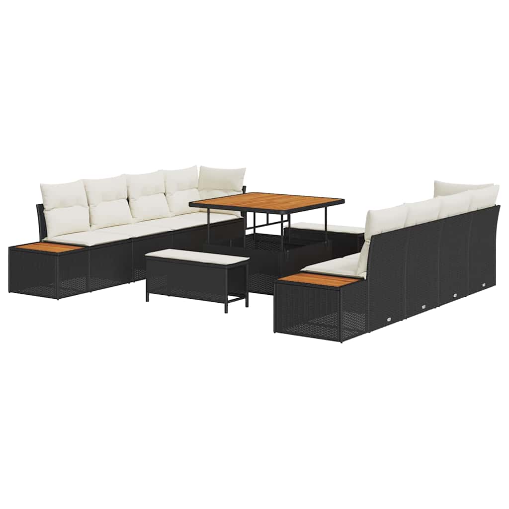 Gartensofa-set 11 pcs Schwarz Poly-Rattan