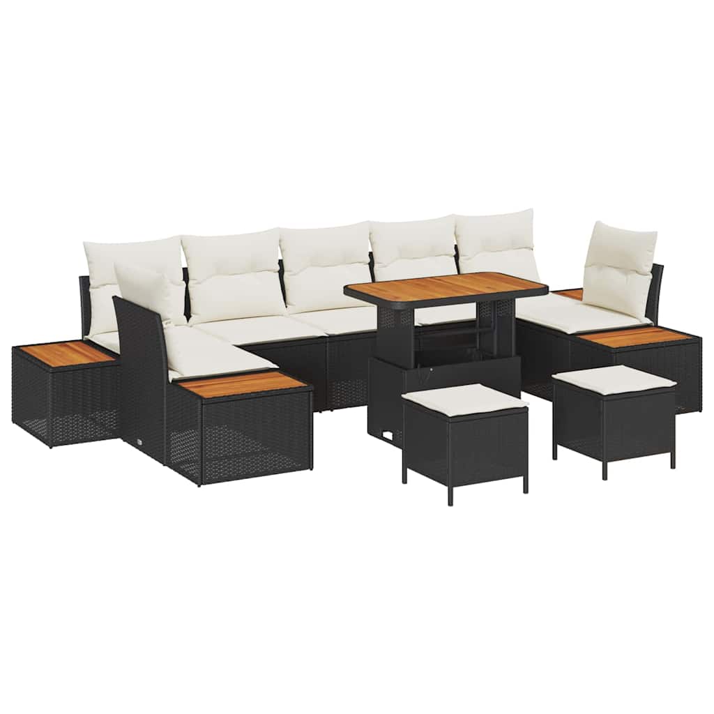 Gartensofa-set 10 pcs Schwarz Poly-Rattan