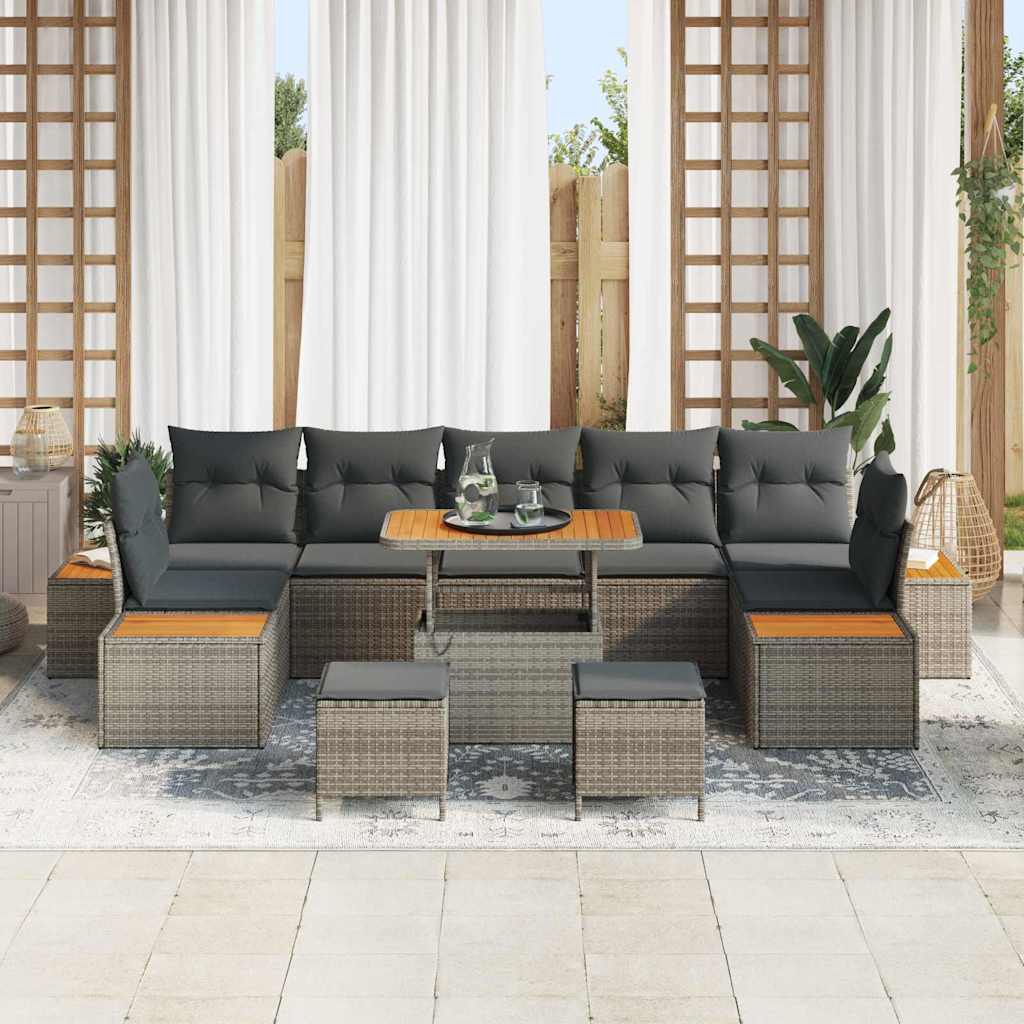 Gartensofa-set 10 pcs Grau Poly-Rattan