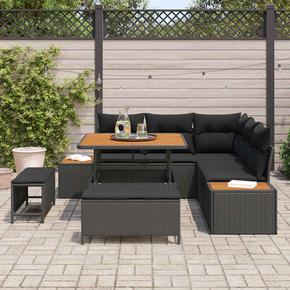 Gartensofa-set 8 pcs Schwarz Poly-Rattan