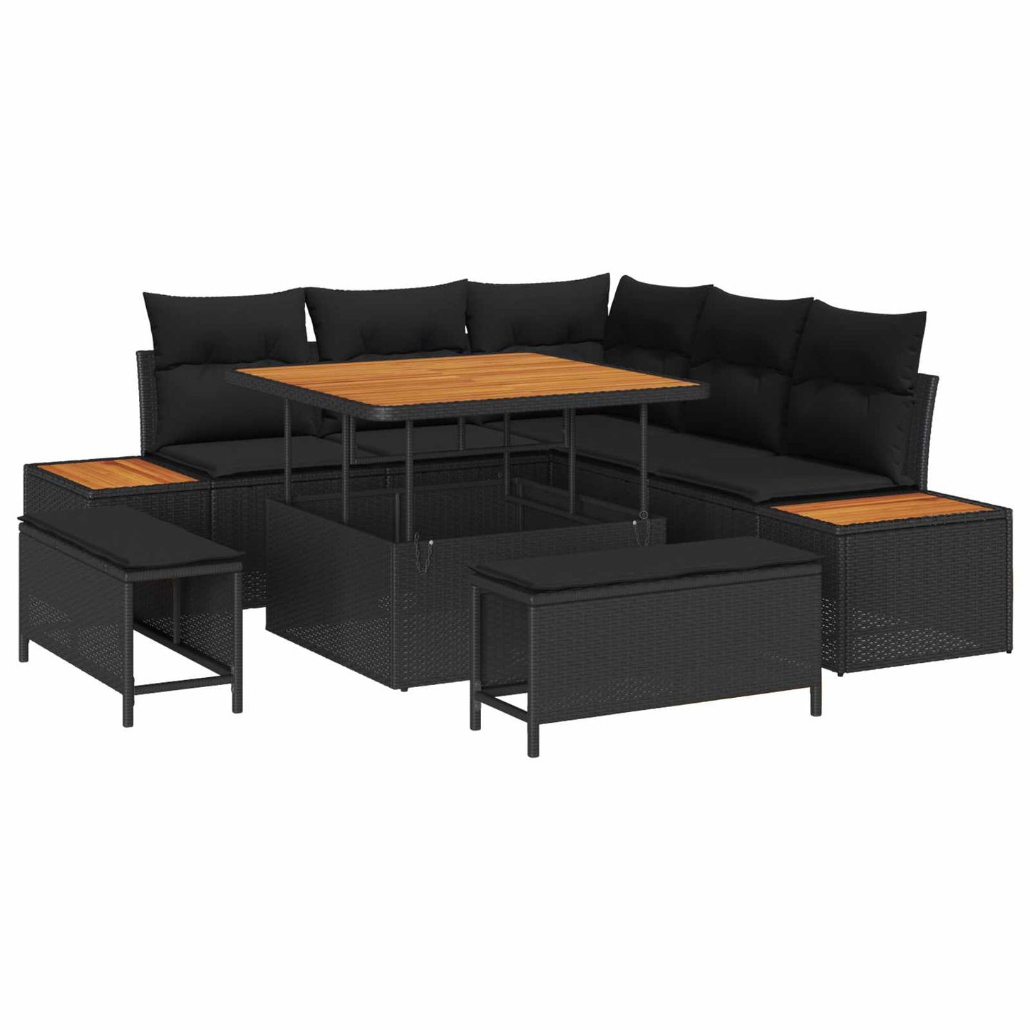 Gartensofa-set 8 pcs Schwarz Poly-Rattan