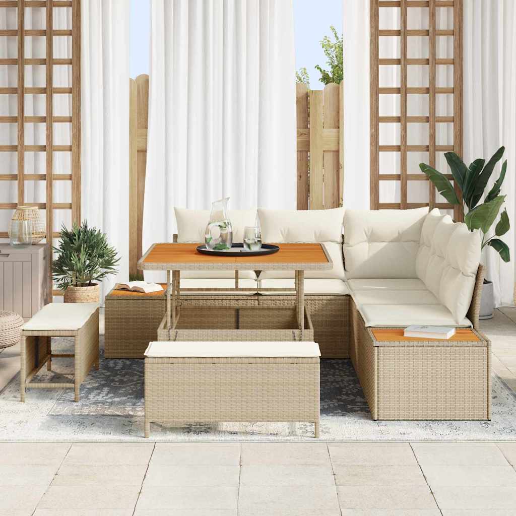 vidaXL Salon de jardin 8 pcs Beige Résine tressée