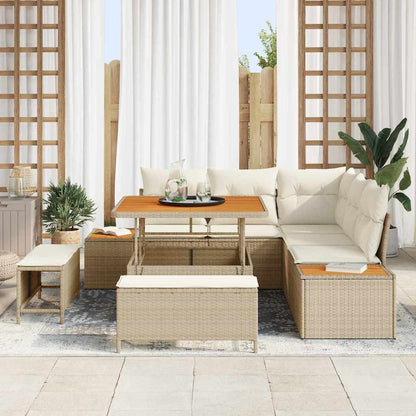 vidaXL Salon de jardin 8 pcs Beige Résine tressée