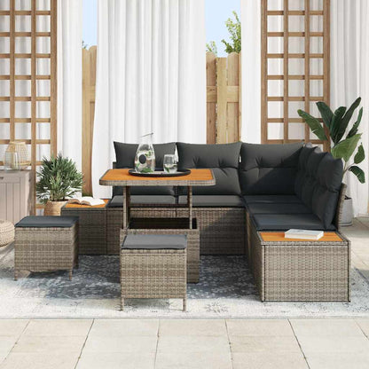 Gartensofa-set 8 pcs Grau Poly-Rattan