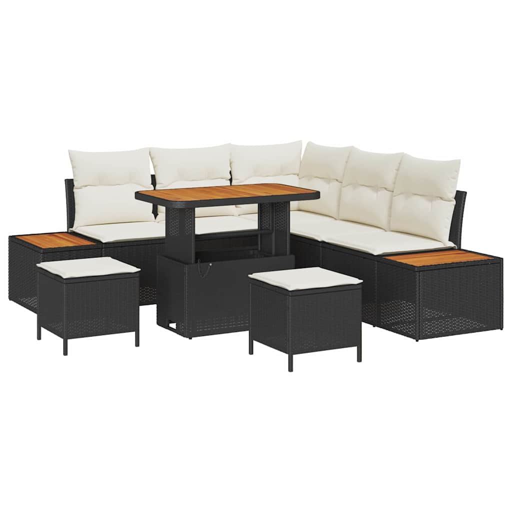 Gartensofa-set 8 pcs Schwarz Poly-Rattan