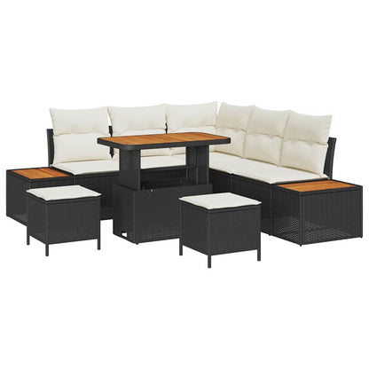 Gartensofa-set 8 pcs Schwarz Poly-Rattan