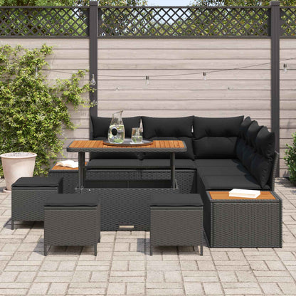 Gartensofa-set 9 pcs Schwarz Poly-Rattan