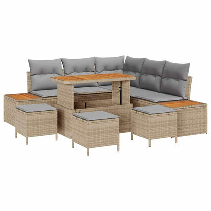 Gartensofa-set 9 pcs Beige Poly-Rattan