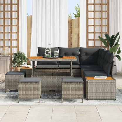 Gartensofa-set 9 pcs Grau Poly-Rattan