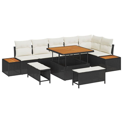 Gartensofa-set 9 pcs Schwarz Poly-Rattan