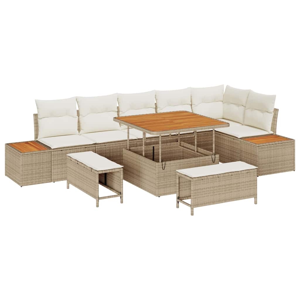 Gartensofa-set 9 pcs Beige Poly-Rattan