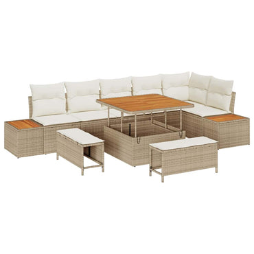 vidaXL Ensemble de canapés de jardin 9 pcs Beige Poly rotin
