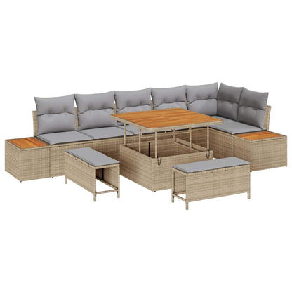 Gartensofa-set 9 pcs Beige Poly-Rattan