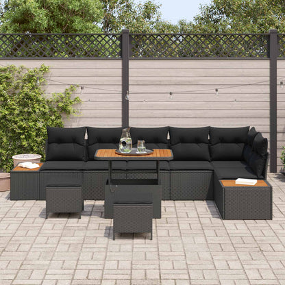 Gartensofa-set 9 pcs Schwarz Poly-Rattan