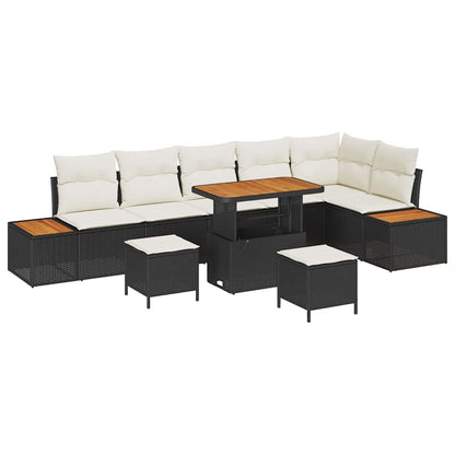 Gartensofa-set 9 pcs Schwarz Poly-Rattan
