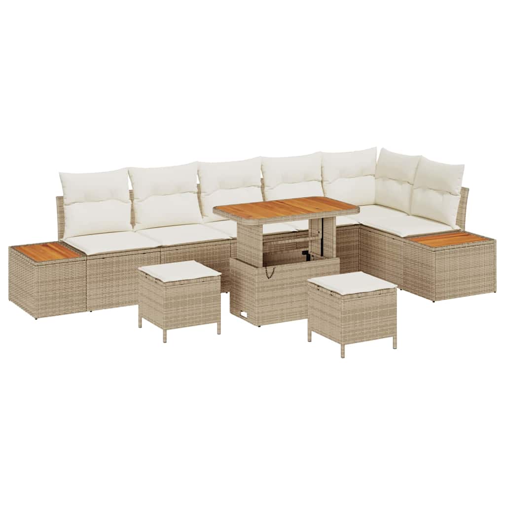Gartensofa-set 9 pcs Beige Poly-Rattan