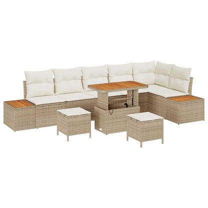 Gartensofa-set 9 pcs Beige Poly-Rattan