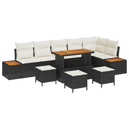 Gartensofa-set 10 pcs Schwarz Poly-Rattan