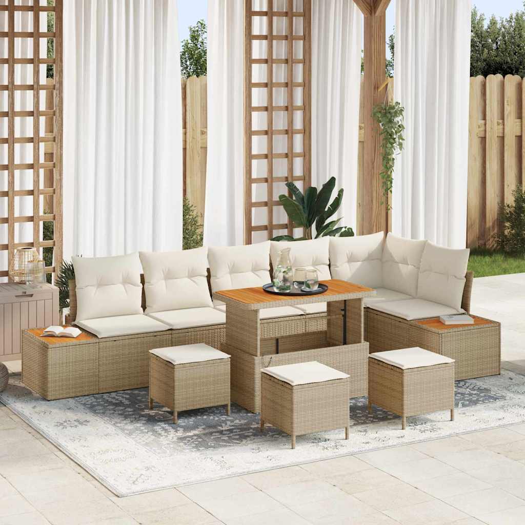 Gartensofa-set 10 pcs Beige Poly-Rattan