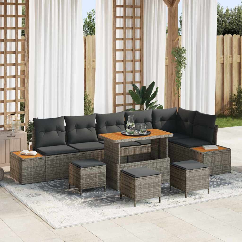 Gartensofa-set 10 pcs Grau Poly-Rattan