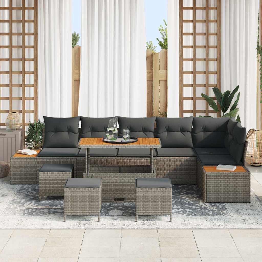 Gartensofa-set 10 pcs Grau Poly-Rattan