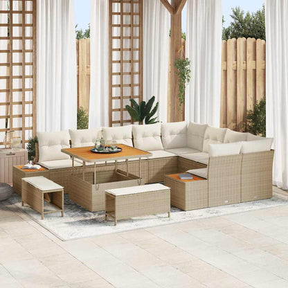 vidaXL Salon de jardin 12 pcs Beige Poly-rotin